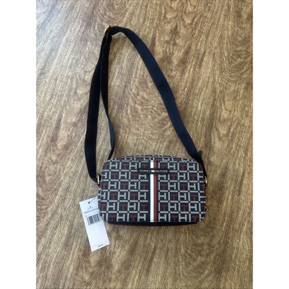 Tommy Hilfiger Handbags - tommy hilfiger Leather Crossbody women navy blue Hazel Mono Jacquard
